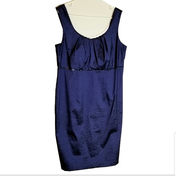 Dress Barn Collection Dress Women's 16 Blue Shimmer Beaded Back Zip Baby Doll - Picture 1 of 8